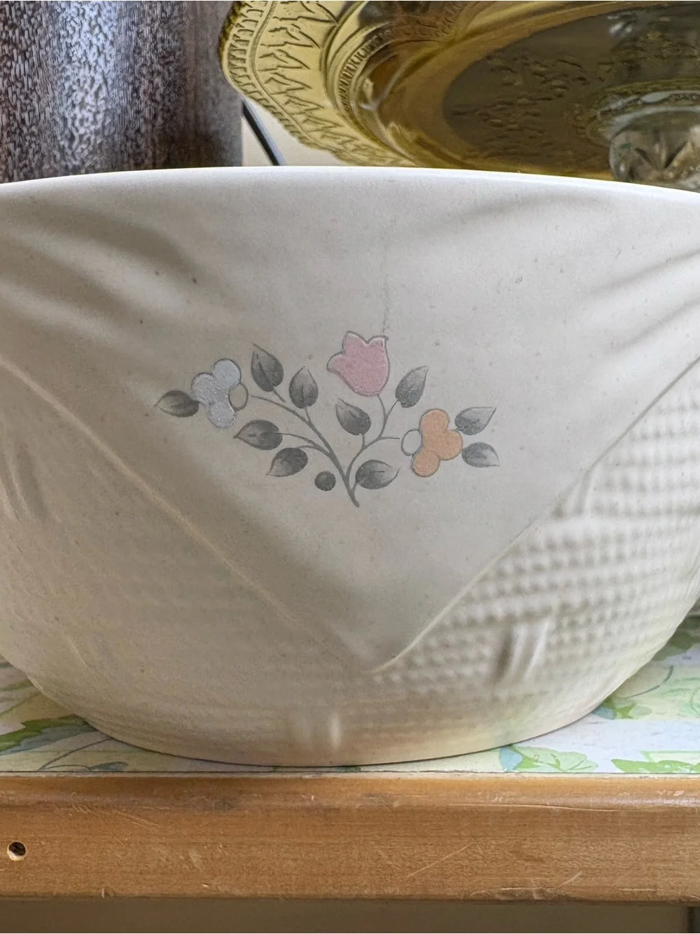 Pfaltzgraff Off-White Floral Ceramic Serving Bowl